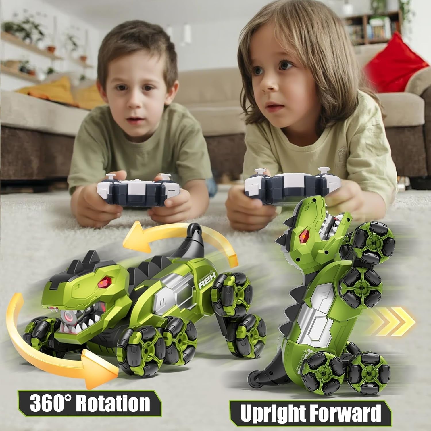 4DRC Y12 Dinosaur RC Car – 8-Wheel Stunt Car w/ LED, Spray & Gesture Control