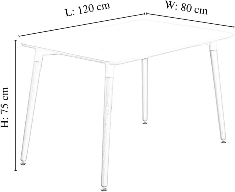 Rectangular Dining Table Set – 4 Chairs with PU Cushions and Solid Wood Frame