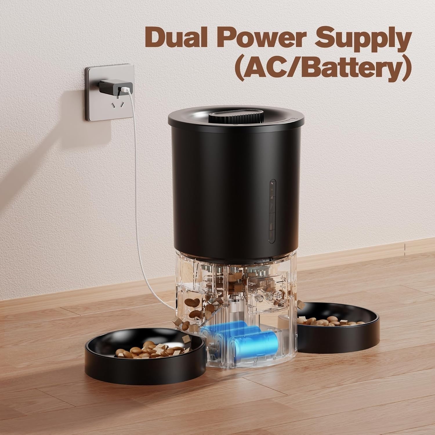 Automatic Cat Feeder 2 Bowls WiFi App Control 5L Timed Pet Feeder