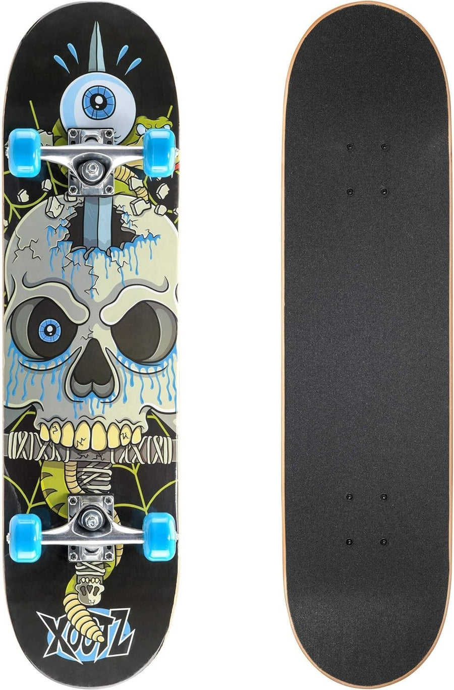 31in Beginner Skateboard Double Kick Maple Deck Black Trick Cruiser
