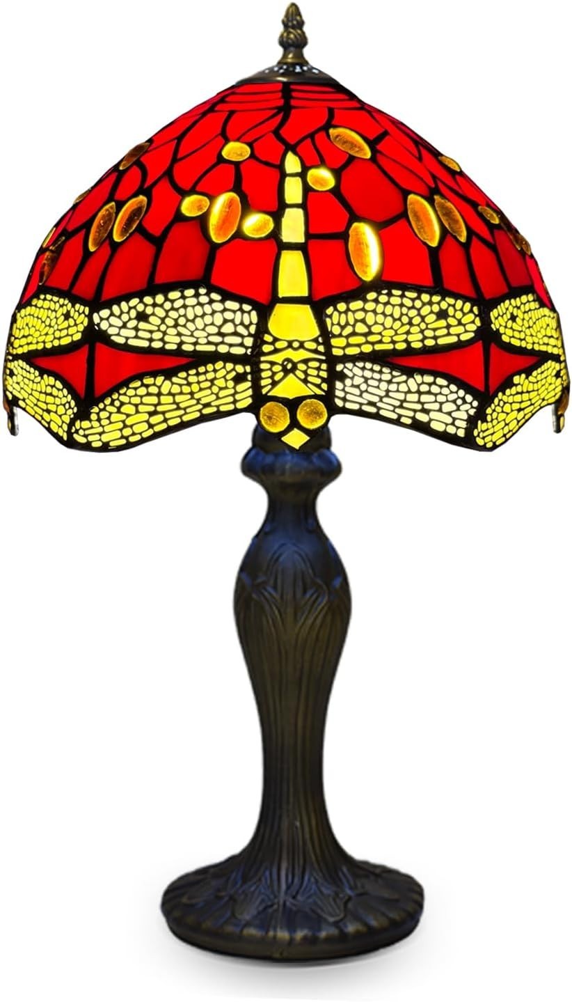 Handcrafted Stained Glass Table Lamp Vintage Desk Bedside Light 40cm Tall