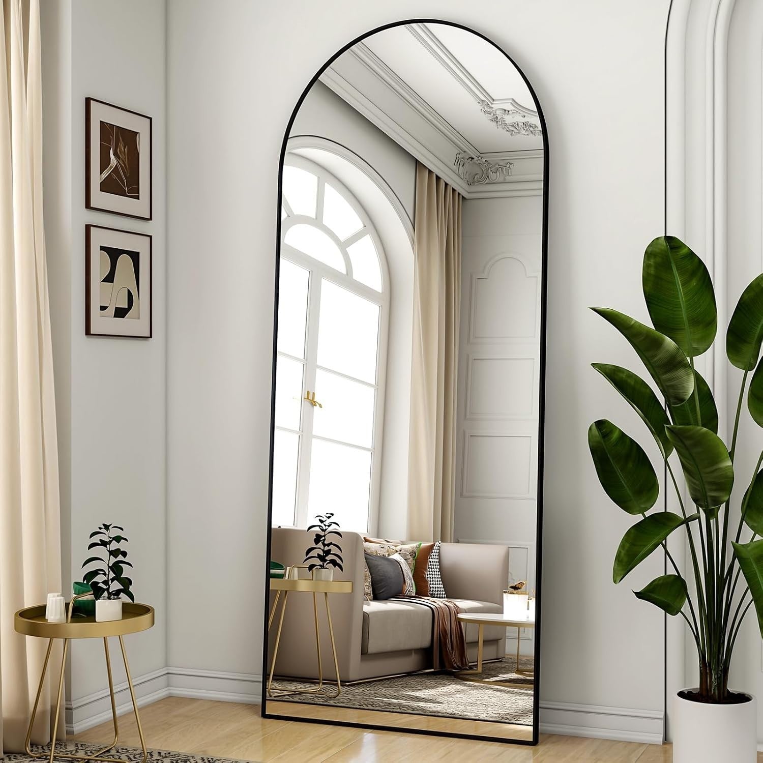 Full-Length Arched Mirror 165x60cm Shatterproof with Aluminum Frame
