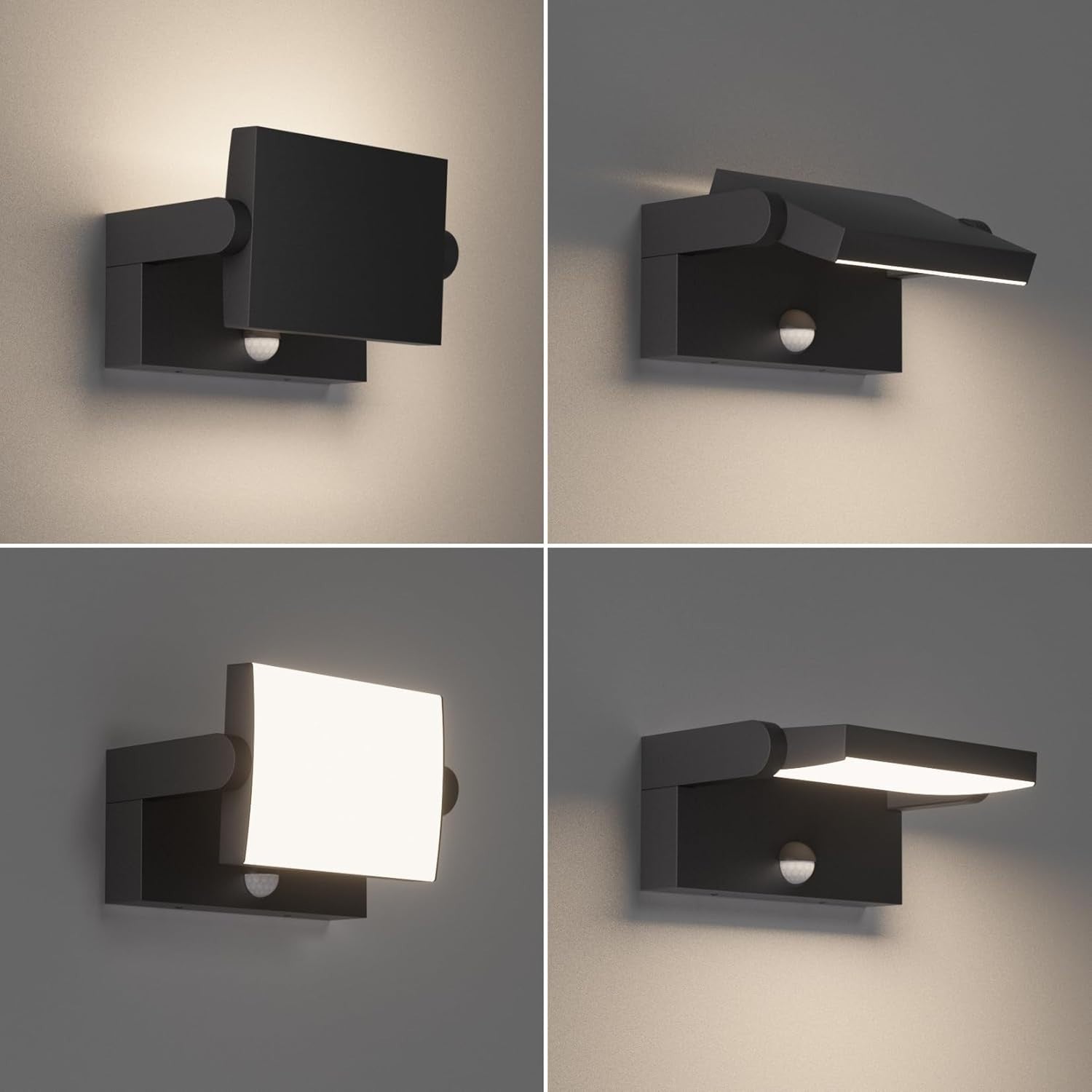 Motion Sensor Outdoor Wall Light Waterproof LED Swivel Panel IP65