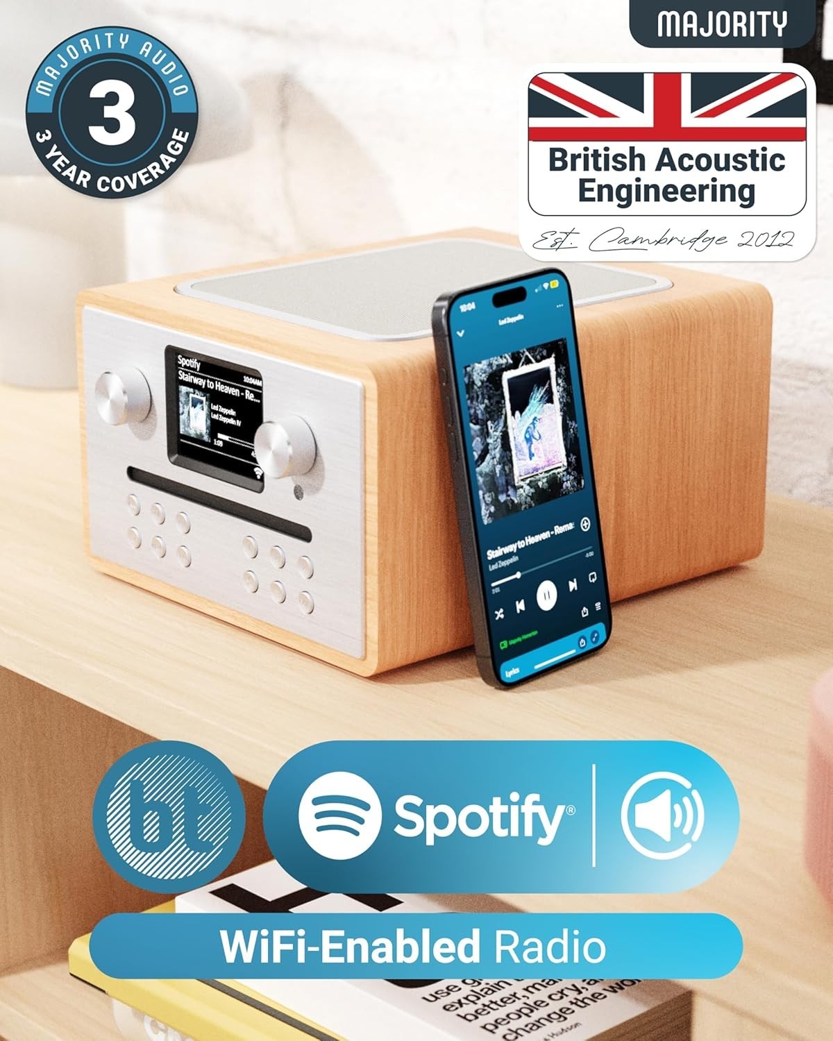 Internet DAB+ CD Player Bluetooth WiFi Radio with Spotify, Alarms & Remote