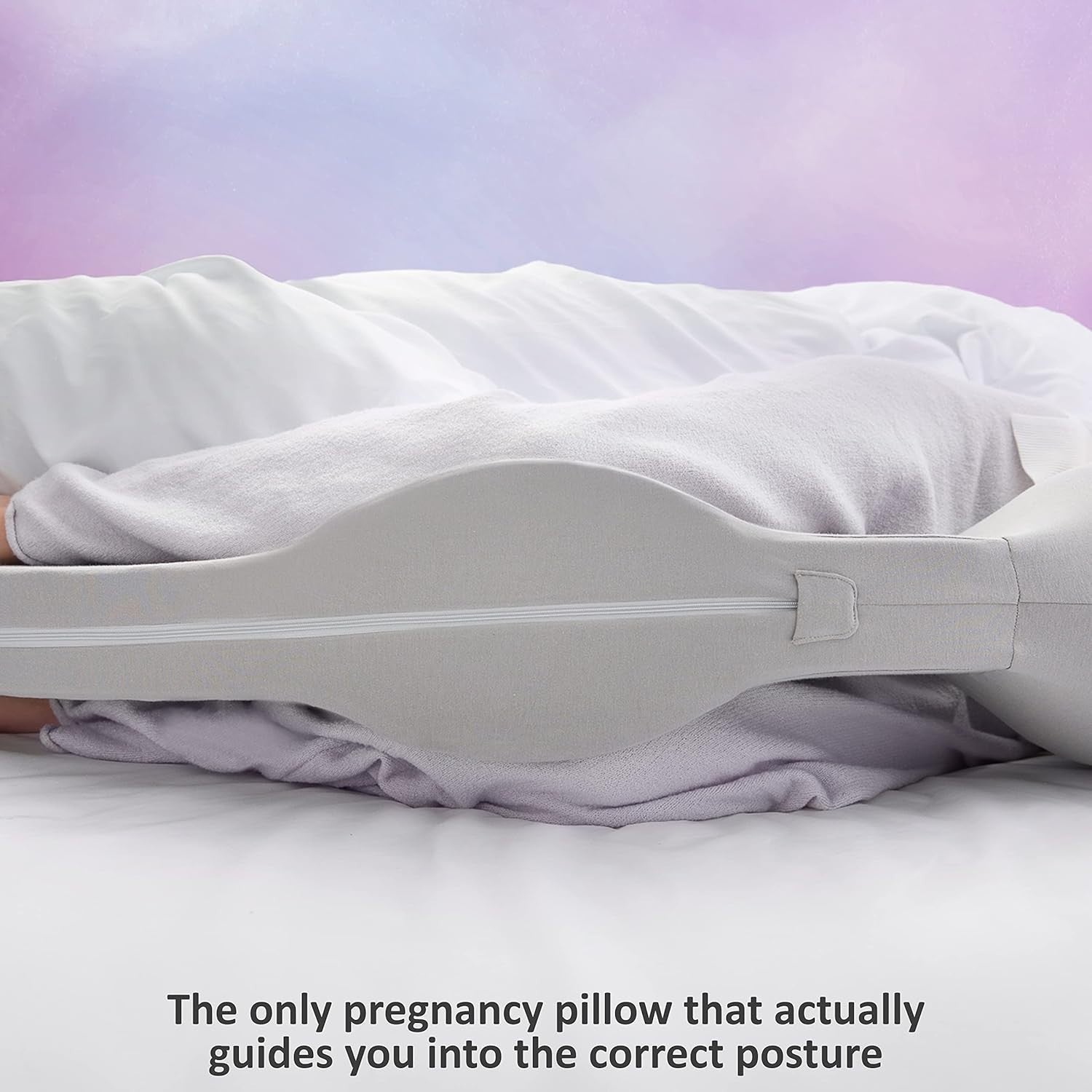 Pregnancy Pillow Full Body Support Curved Maternity Sleep Cushion Grey