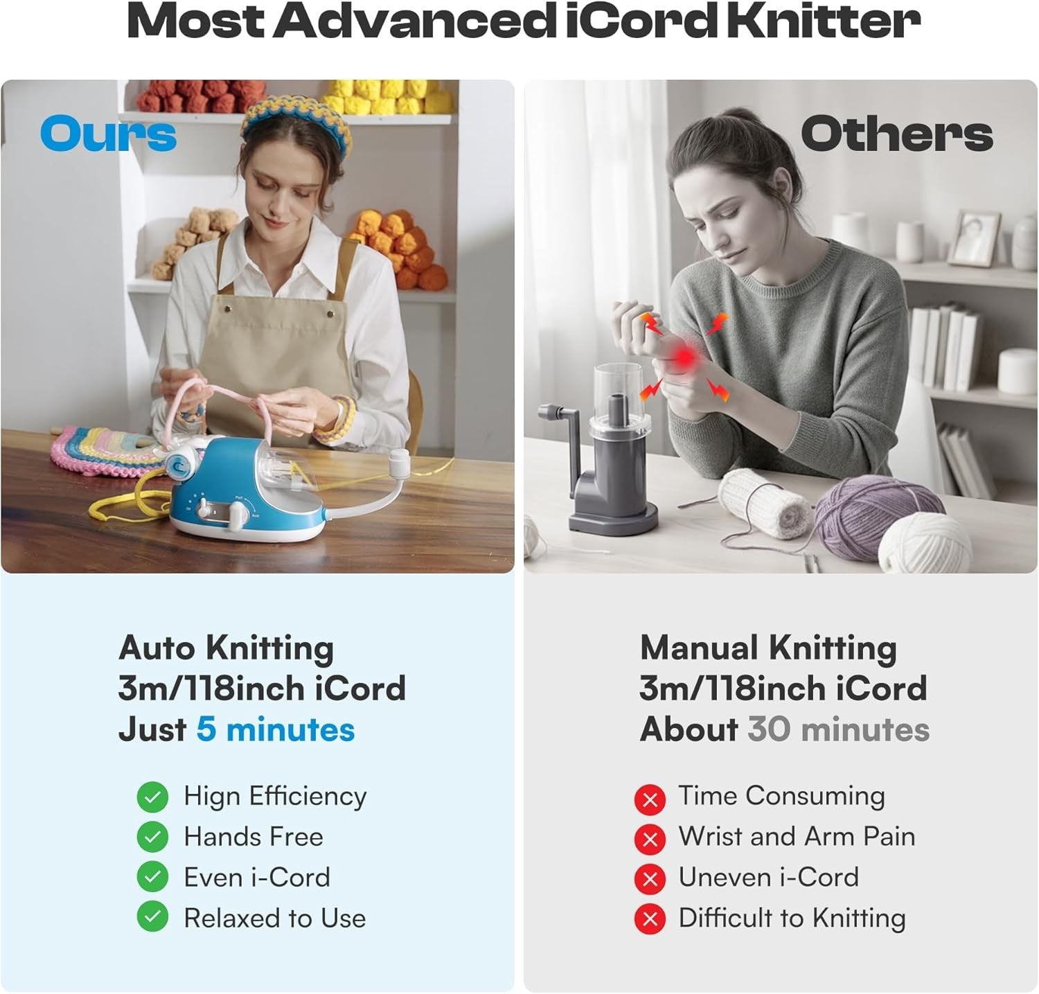 Electric iCord Knitting Machine Automatic Cord Maker Fast DIY Craft Tool