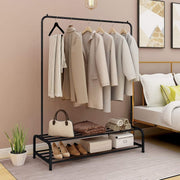 Heavy Duty Metal Clothes Rail 2 Tier Storage Rack Black T21