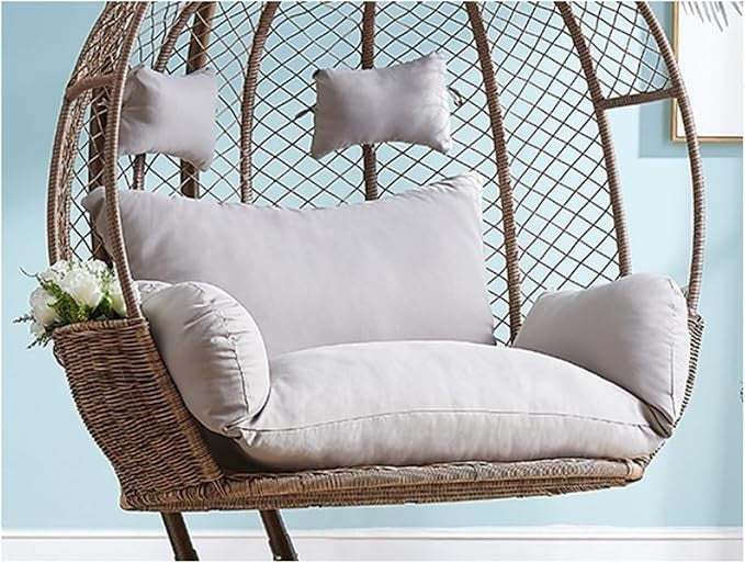 2 Seater Egg Chair Cushion Waterproof Thick Padded Swing Seat Outdoor Garden