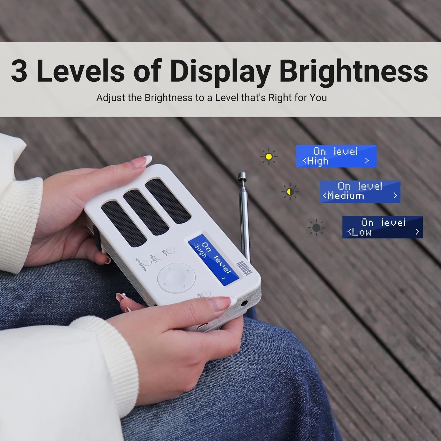 Portable DAB/DAB+/FM Digital Radio with Alarm, Rechargeable & AUX