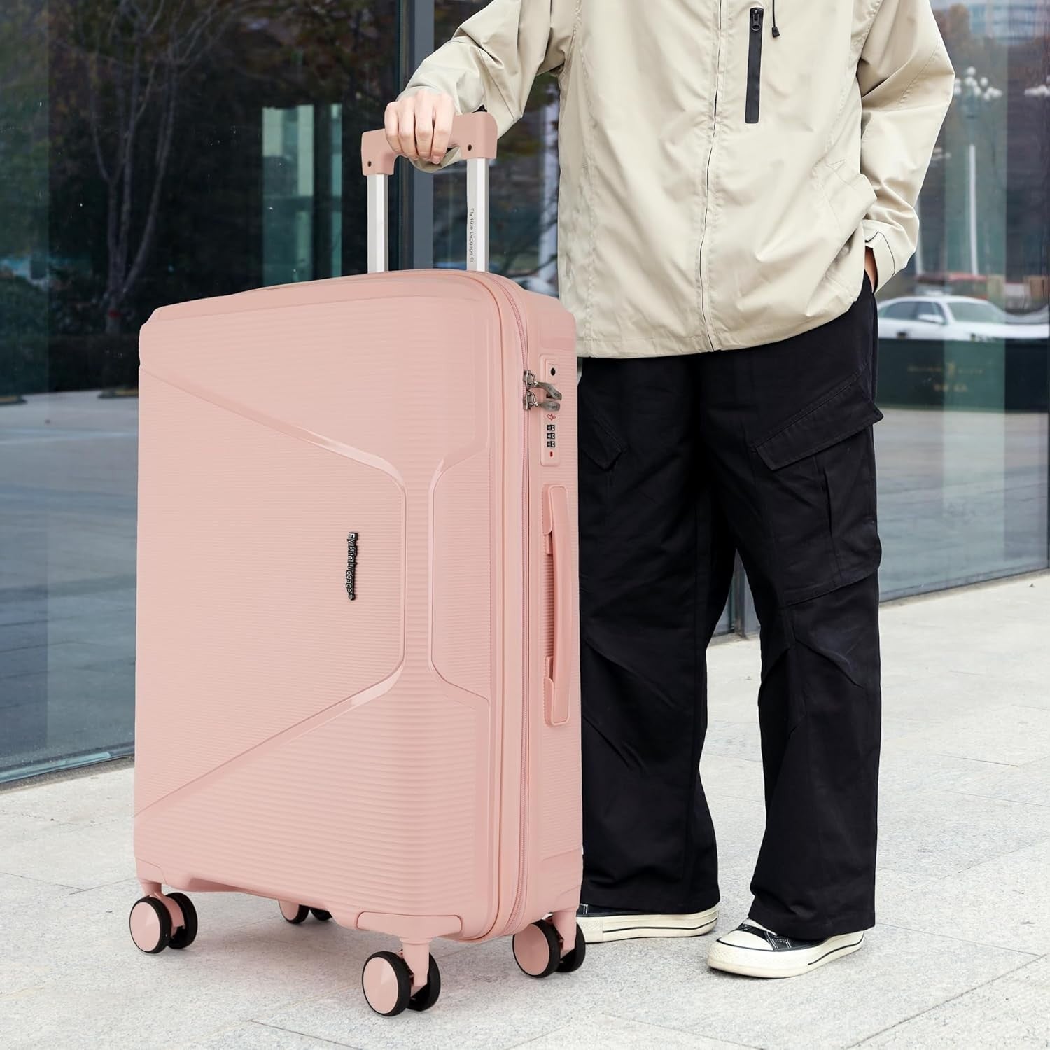 20 Inch Cabin Suitcase Hard Shell TSA Lock Spinner Wheels Front Pocket