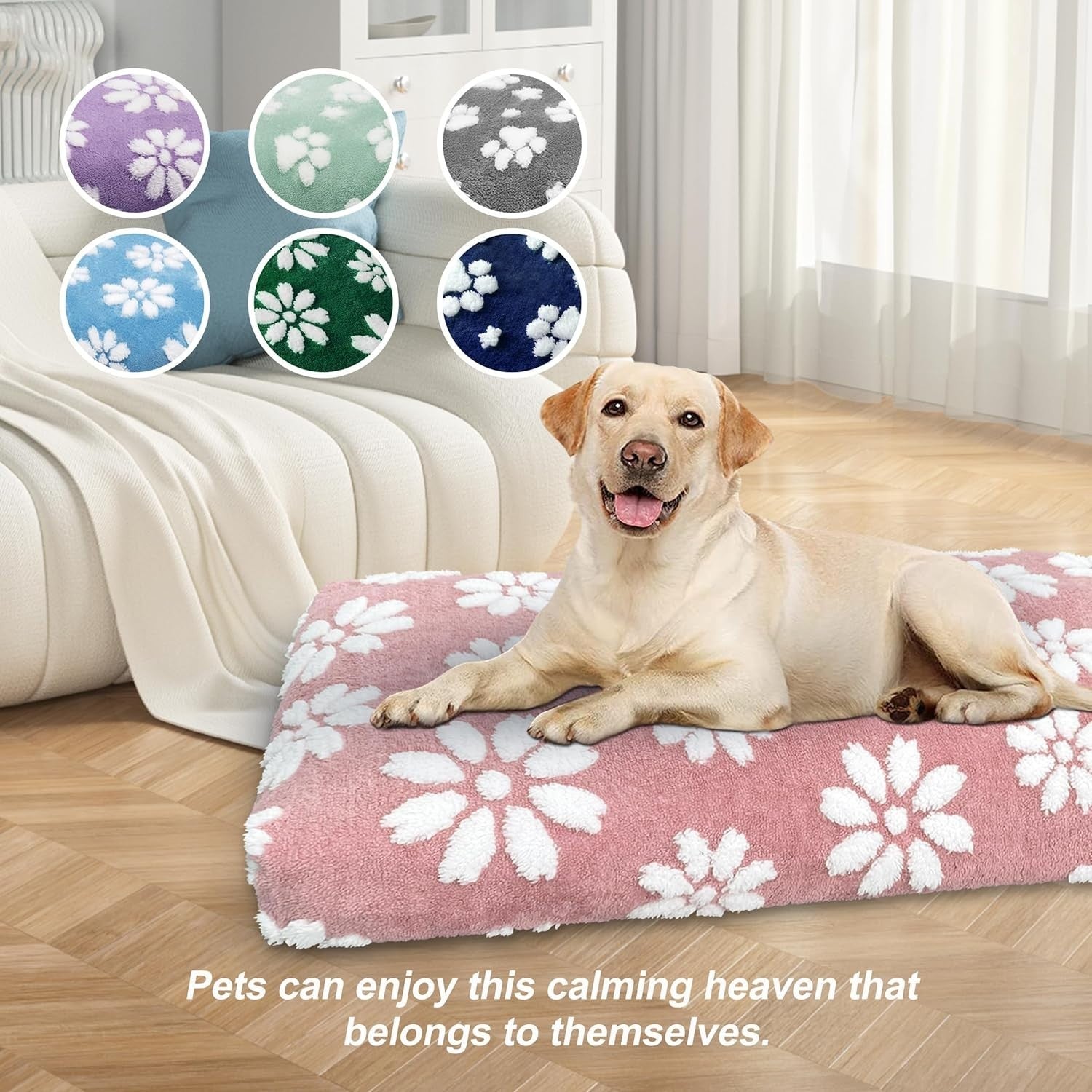 Large Dog Bed 89x56cm Washable Crate Mattress Pink