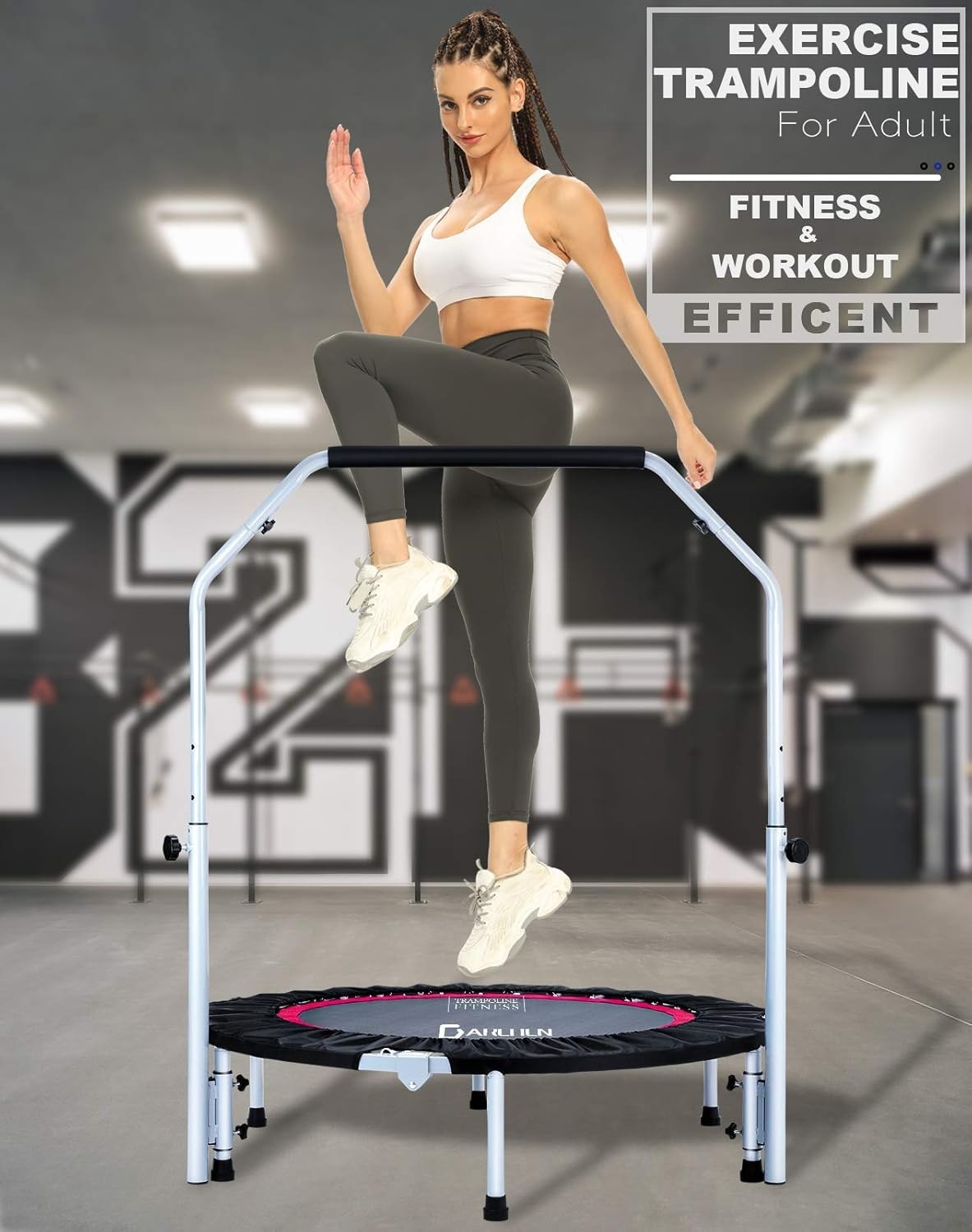 100cm Mini Fitness Trampoline Foldable Quiet Rebounder 175KG Indoor