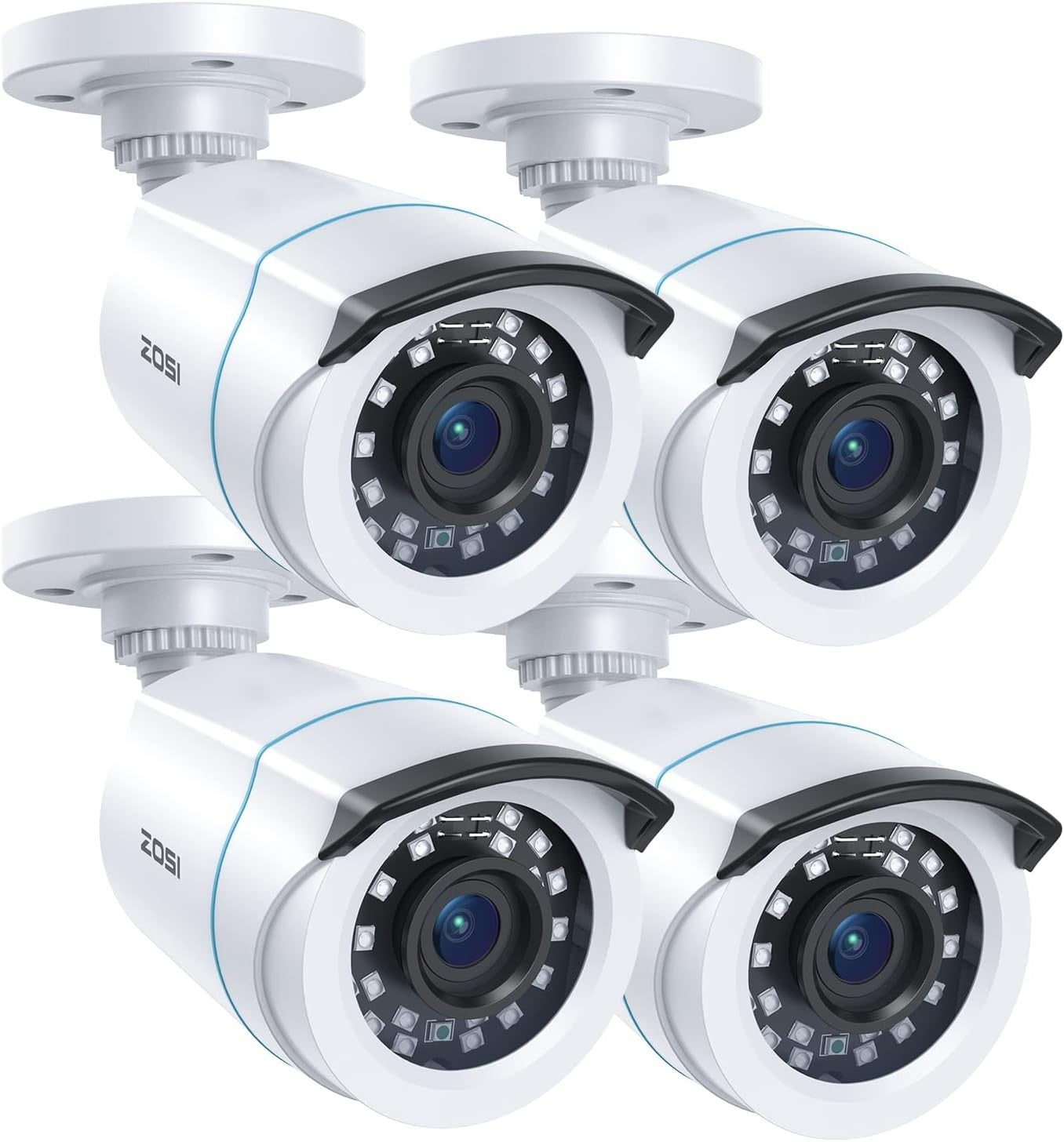 1080P HD CCTV Camera 4 Pack Outdoor Indoor IR Night Vision Wired