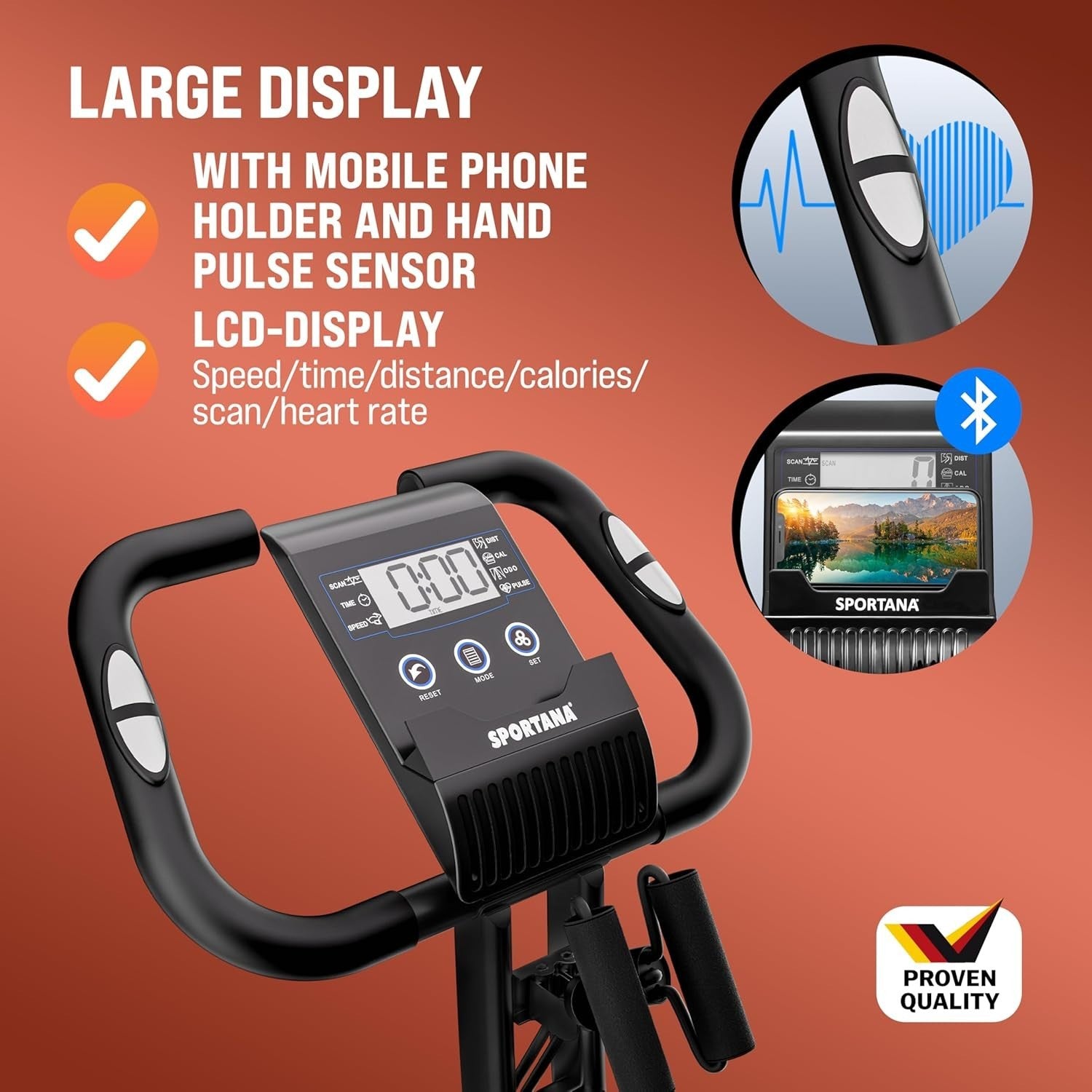 4-in-1 Folding Exercise Bike w/ 10 Levels, LCD Display, Fitness Bands, 140kg
