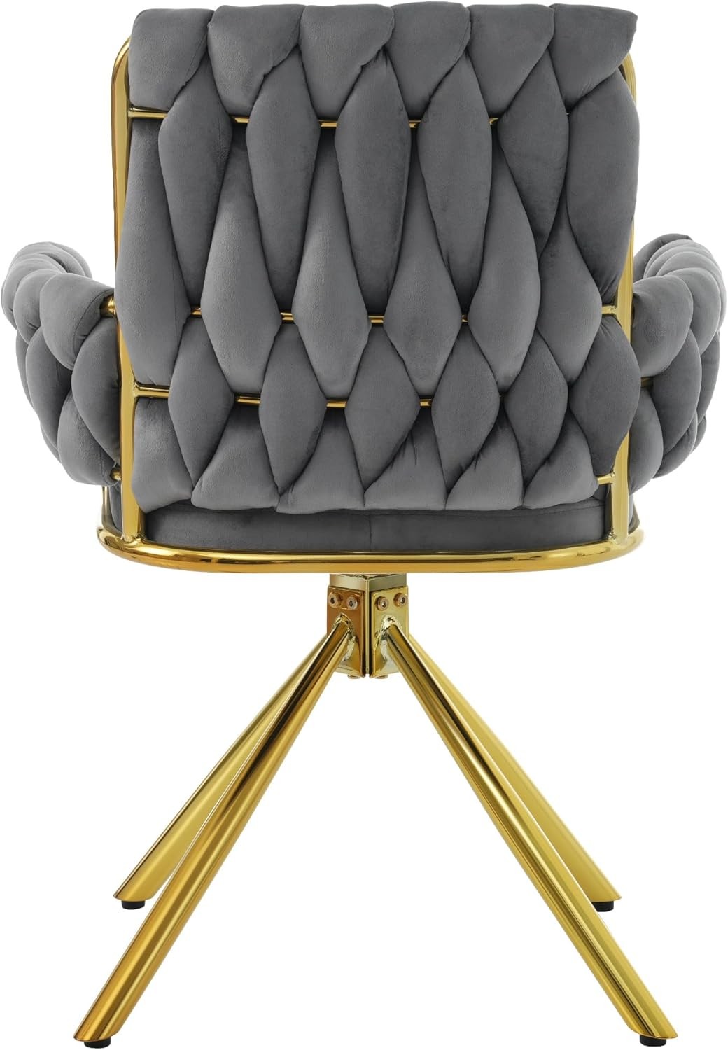 Swivel Dining Chair 360° Armchair Grey Upholstered Metal Legs