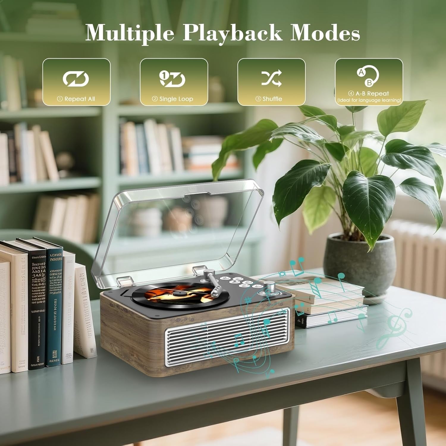 Retro Bluetooth CD Player FM Radio USB AUX HiFi Speakers Oak