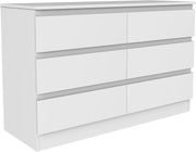 White 6 Drawer Chest Dresser Unit Bedroom Storage Cabinet Modern MDF