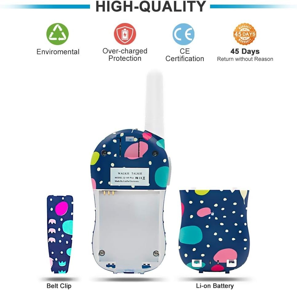 Kids Rechargeable Walkie Talkies 3 Pack 2 Mile Range VOX PMR 8 Channel