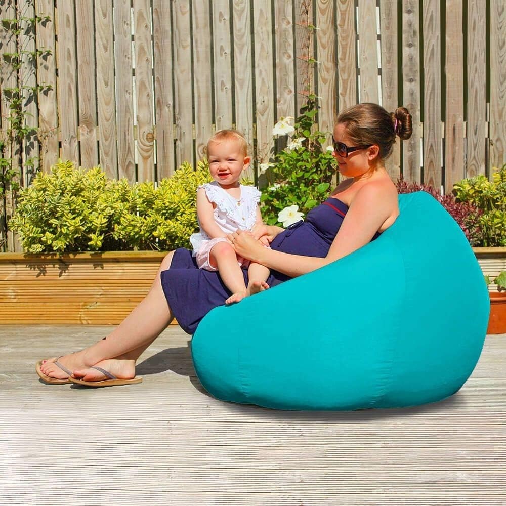 Outdoor Bean Bag Chair Adult XL – Waterproof Garden Seat, Turquoise 110x80cm