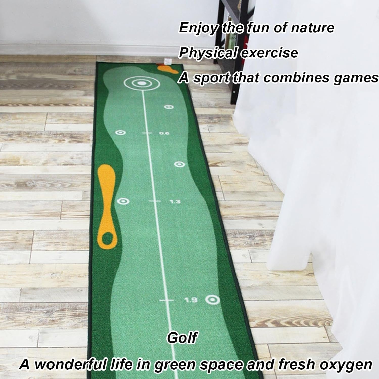 Golf Putting Practice Mat 10ft Indoor Trainer Distance Marker Home Office