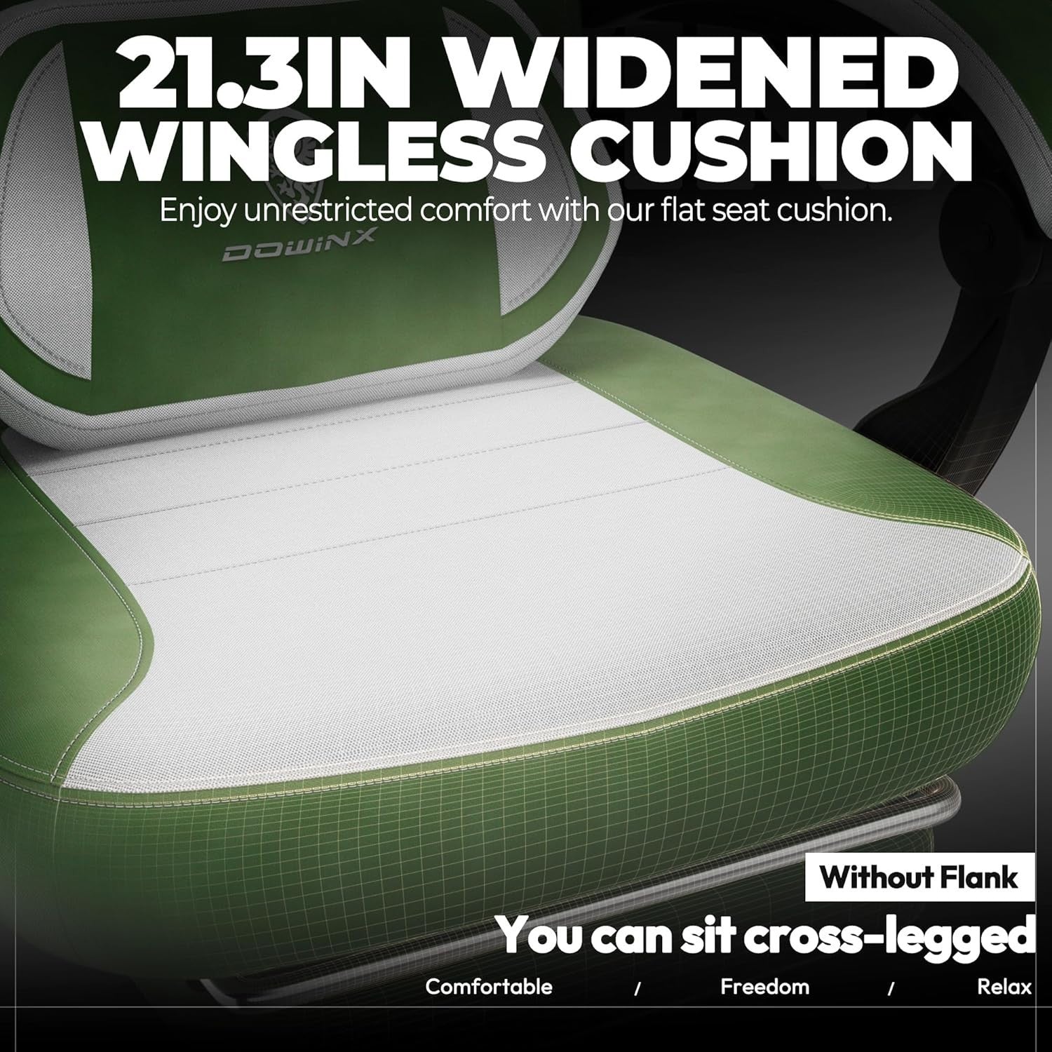 Gaming Chair Recliner w/ Massage, Footrest, Fabric, Pocket Spring Green White