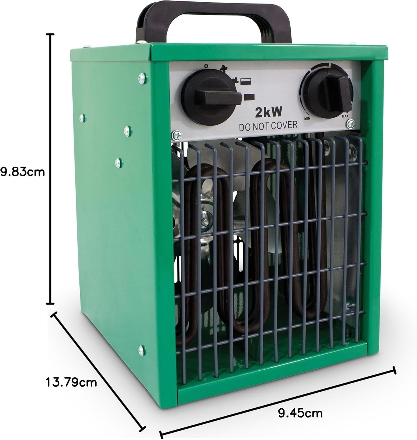 2kW Greenhouse Space Heater with Thermostat & Quiet Fan for Shed Garage