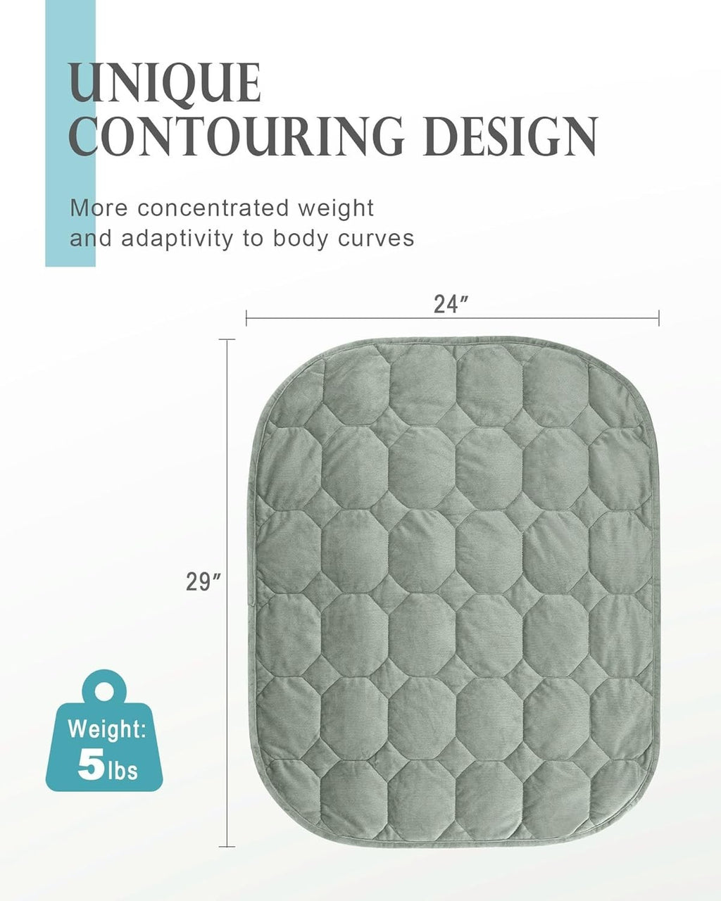 7lbs Weighted Lap Blanket Sage Green 29x24" Crystal Velvet for Travel