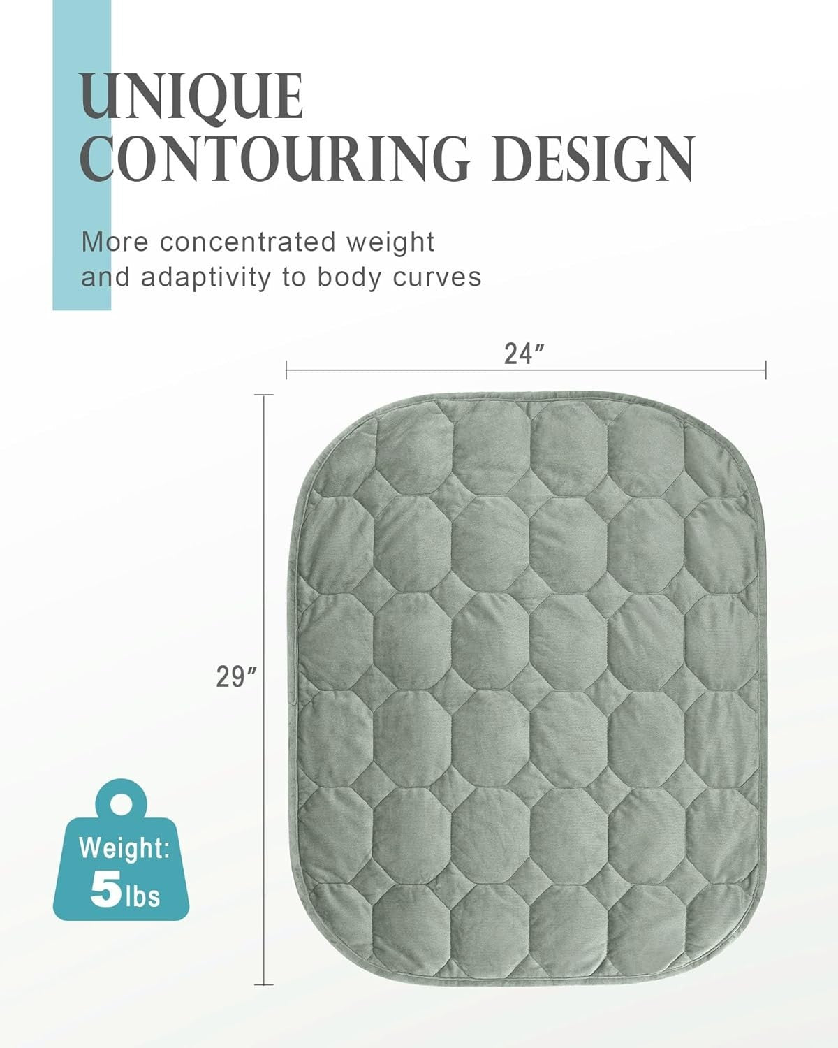 7lbs Weighted Lap Blanket Sage Green 29x24" Crystal Velvet for Travel