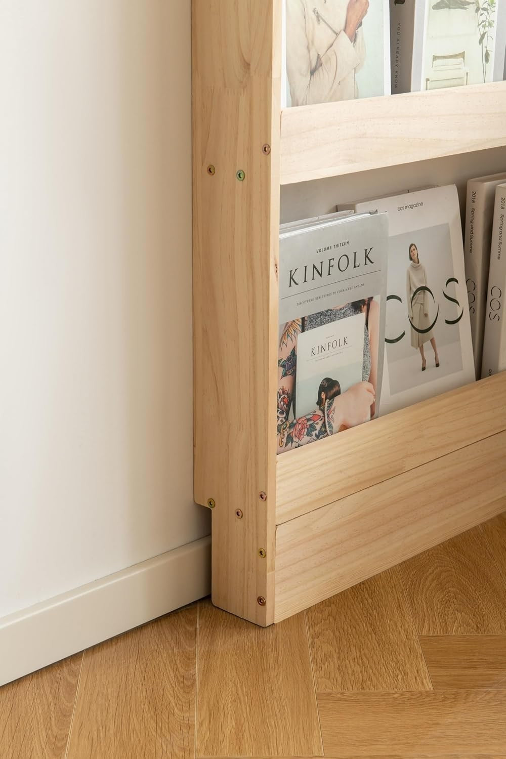 Space-Saving Solid Pine Wood Bookshelf 6-Tier Wall Mounted Book Rack