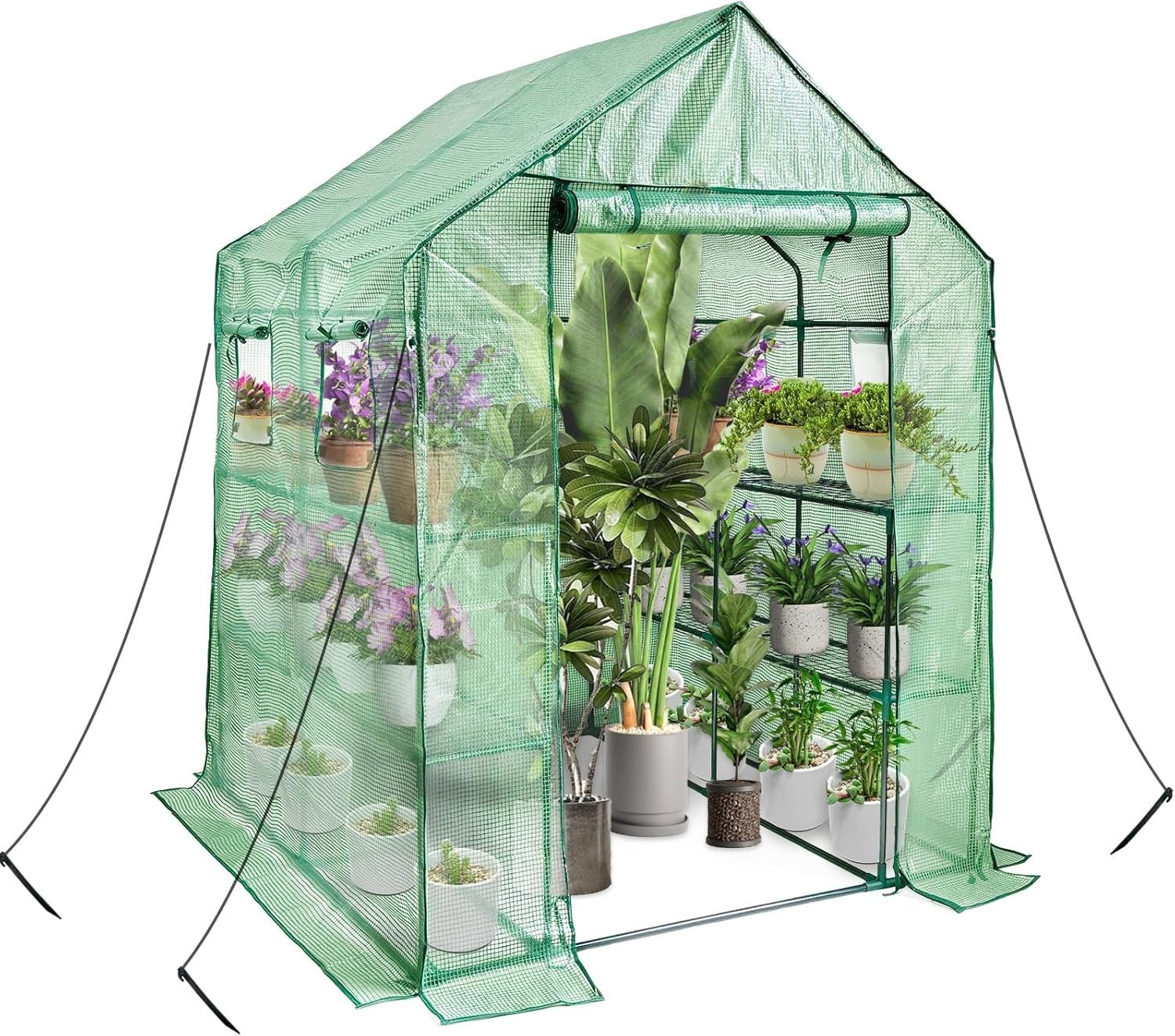 Walk-In Greenhouse 12 Shelves | Heavy-Duty Steel Frame | Reinforced PE Cover