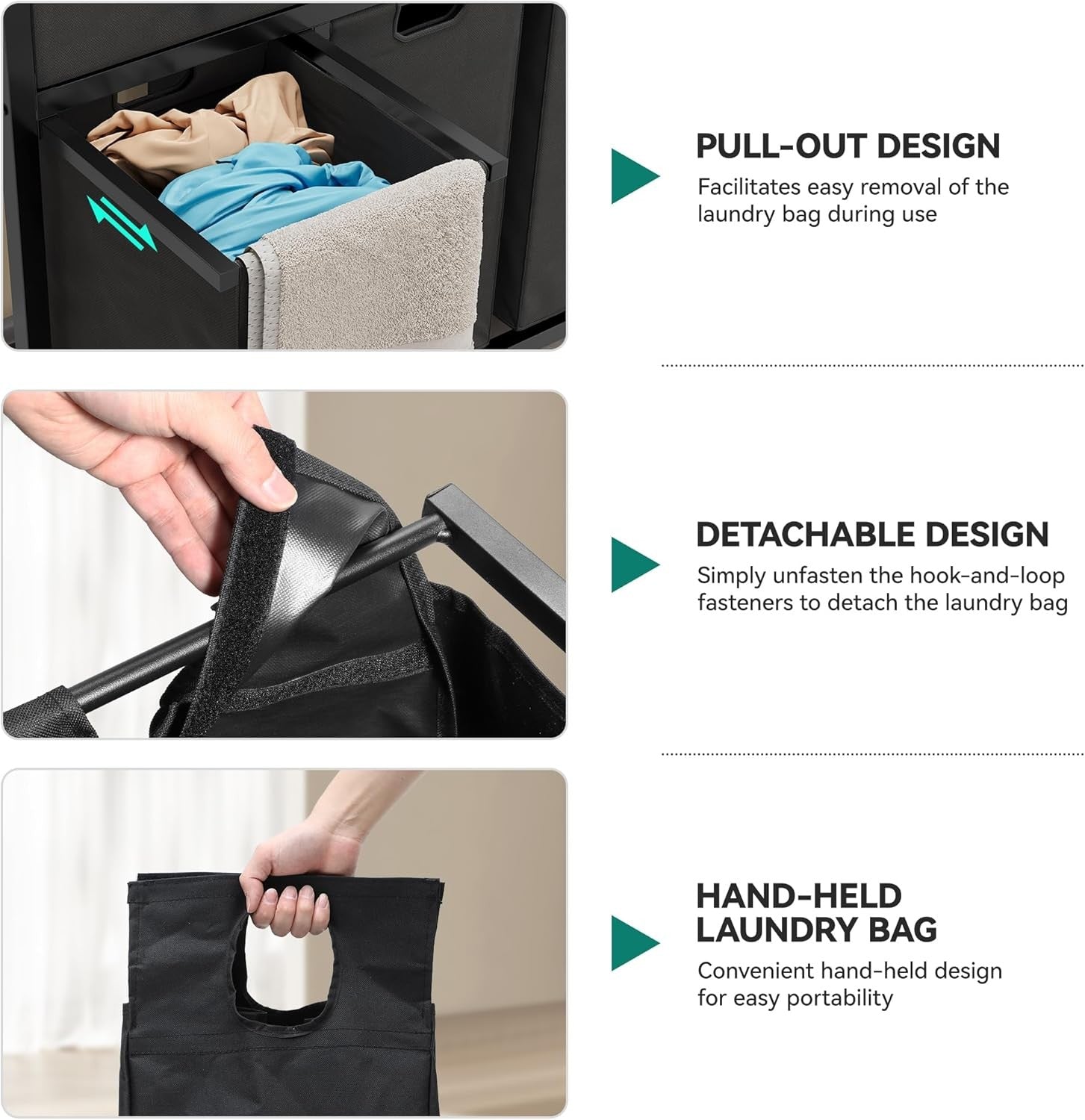 4-Compartment Laundry Sorter on Wheels with Shelf & 2 Drawers | 3 Removable Bags