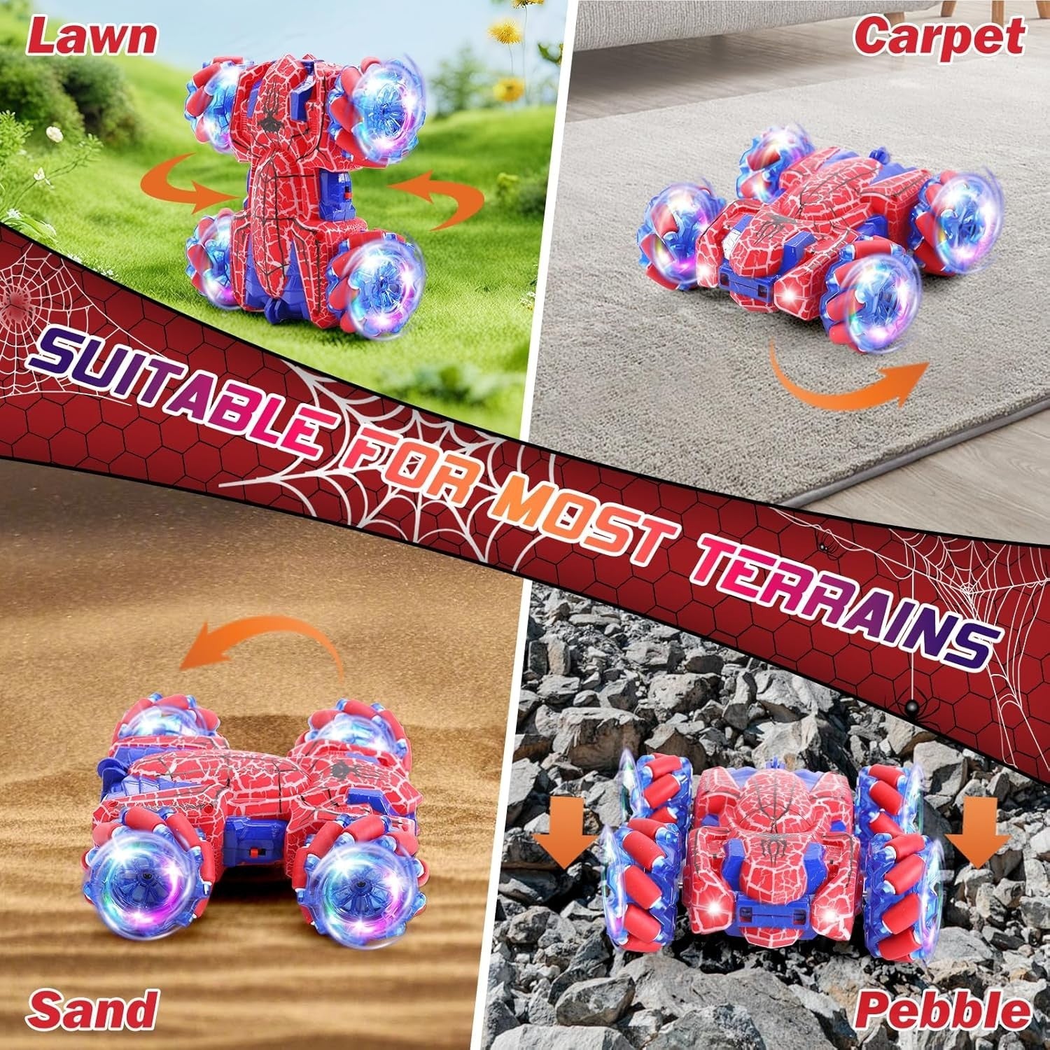 Spider Gesture RC Car 4WD 360° Flip Double Sided Light Up Toy for Kids