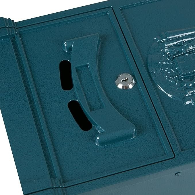 Wall Mounted Lockable Mailbox Blue | Large Vintage Post Box | Rustproof Steel