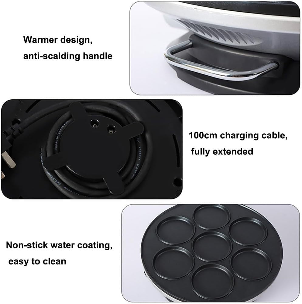 Electric 7-Hole Pancake & Egg Maker Non-Stick Mini Crepe Hotplate Fast Heating
