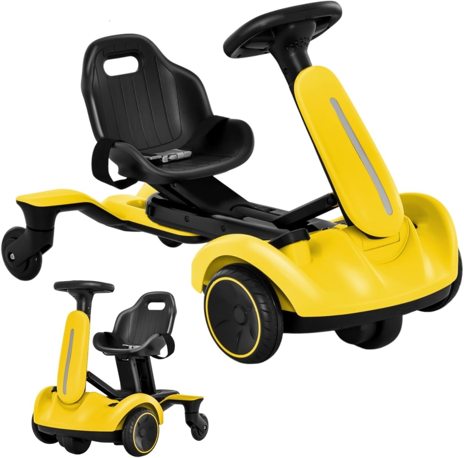 Kids Electric Racing Kart 6V 360° Drift Car Adjustable Seat Yellow 3-8Y