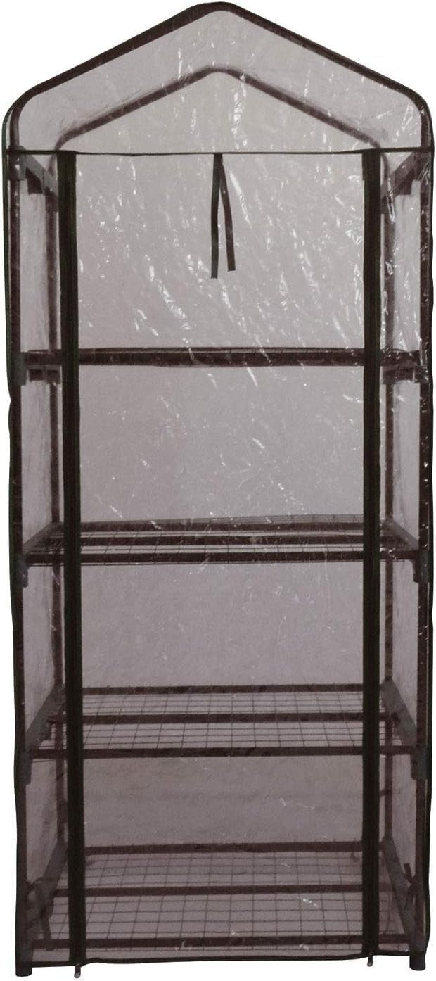 4 Tier Mini Greenhouse with PVC Cover | Compact Outdoor Plant Stand