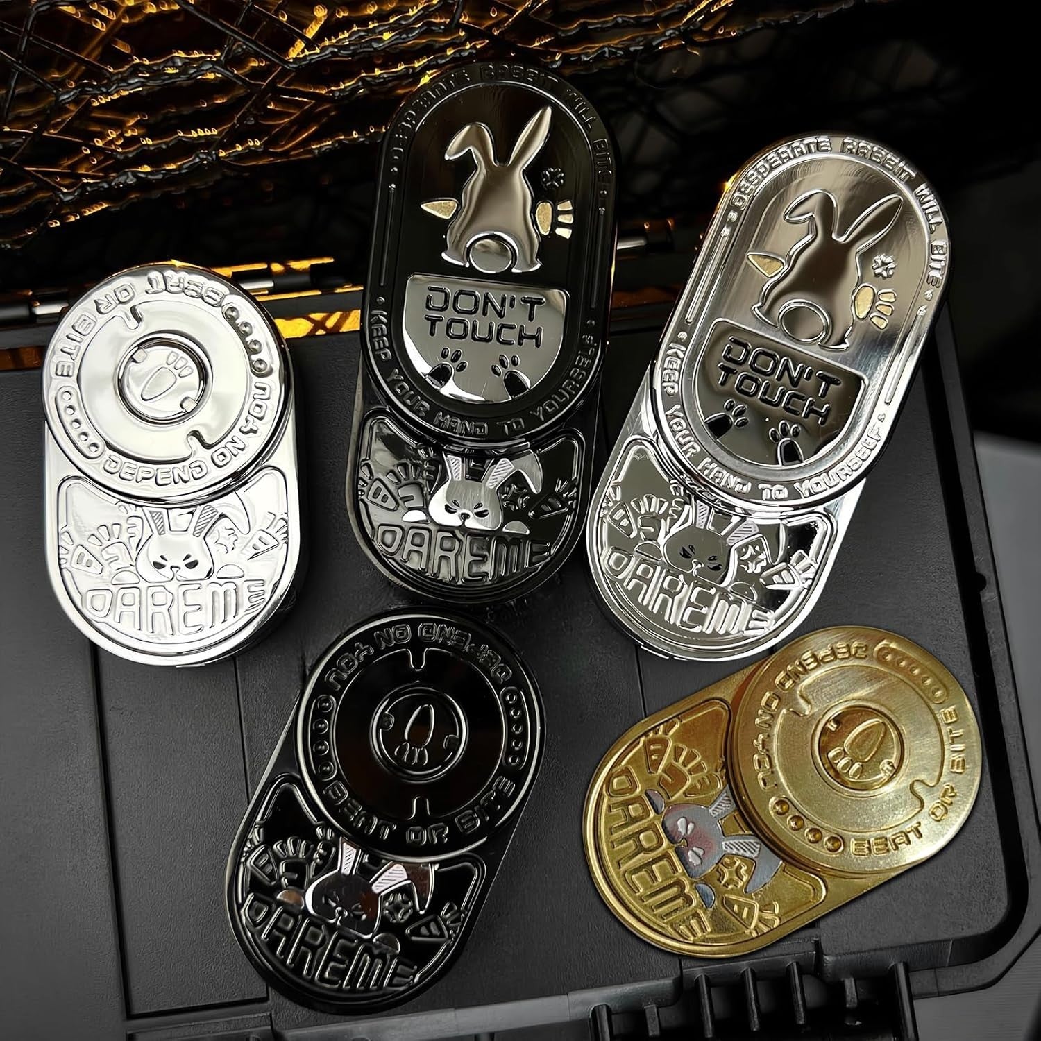 Two-Tone Silver Rabbit Clicker Fidget Stainless Steel EDC Toy