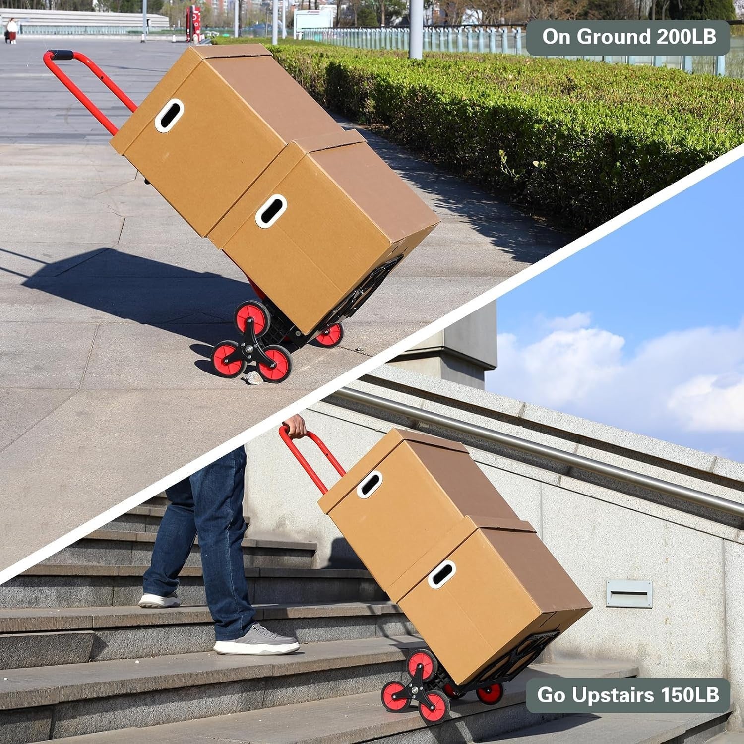 Stair Climbing Hand Truck 330lb Foldable Dolly 6 Wheel Heavy Duty Cart