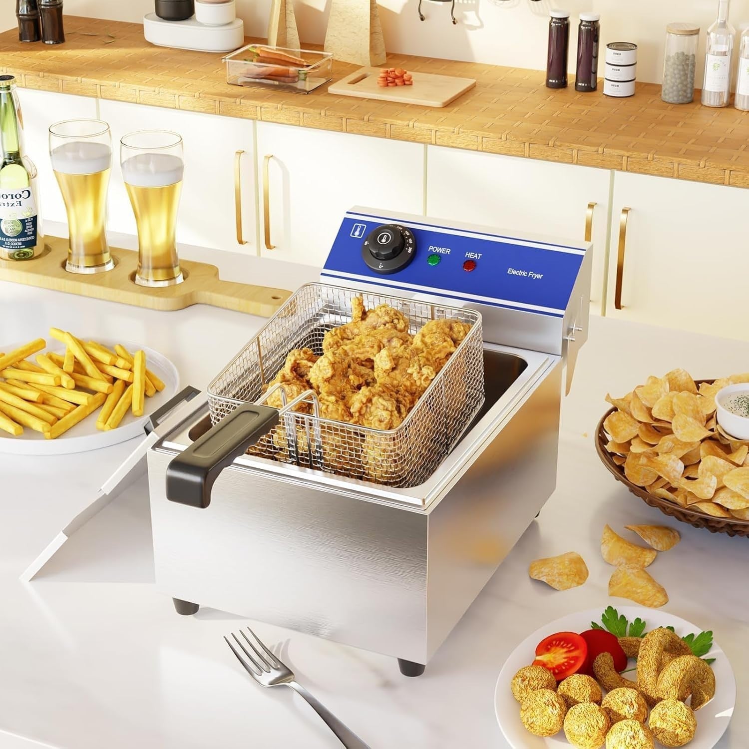 6L Commercial Deep Fat Fryer Stainless Steel Single Tank Countertop