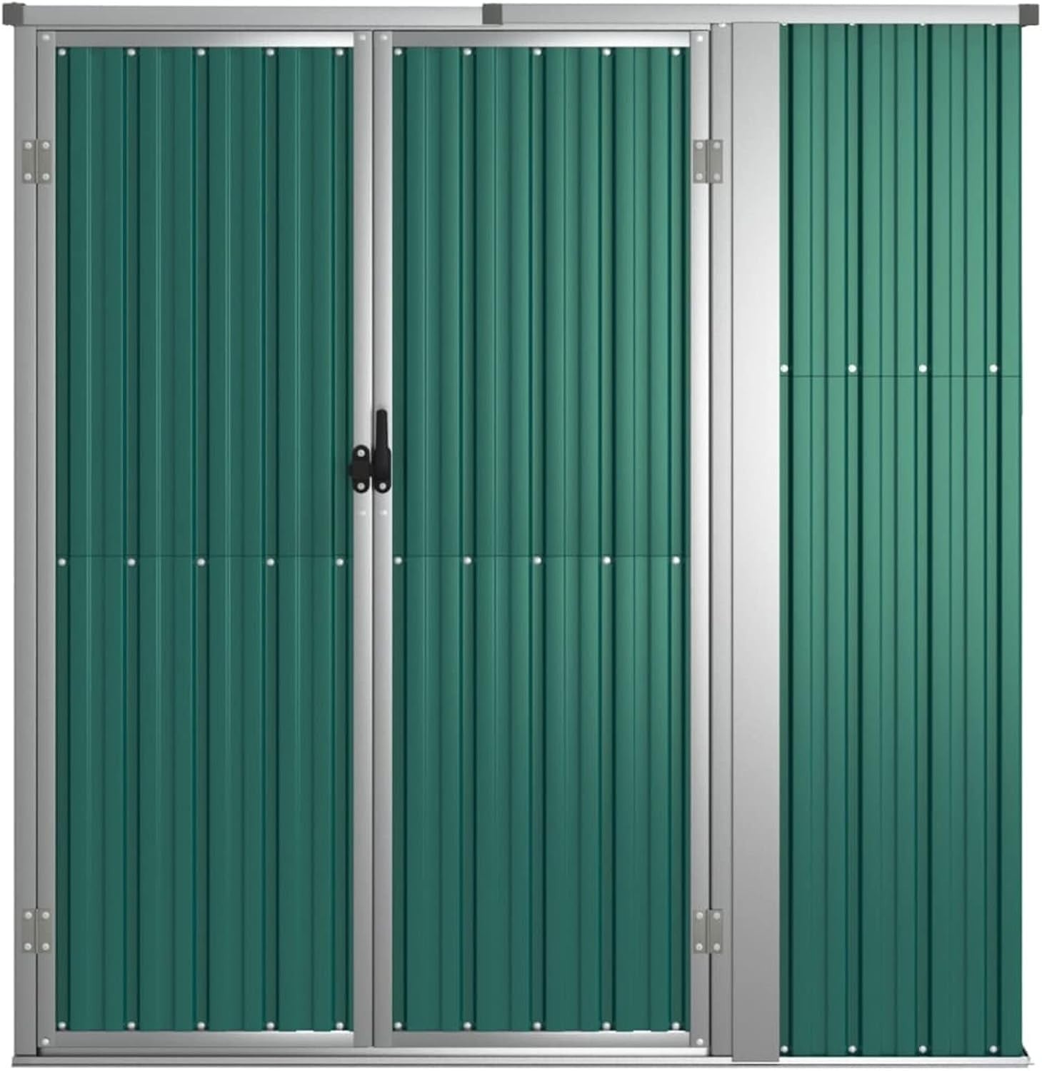 Outdoor Metal Storage Shed Garden Tool House with Sloped Roof & Handle 161cm