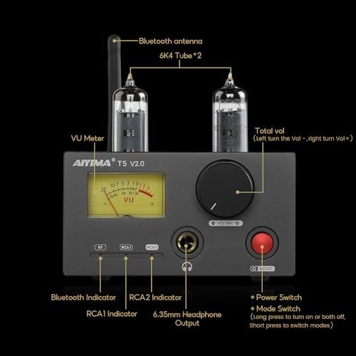 T5 V2.0 Mini Tube Headphone Amp 140Wx2 Bluetooth RCA Stereo HiFi