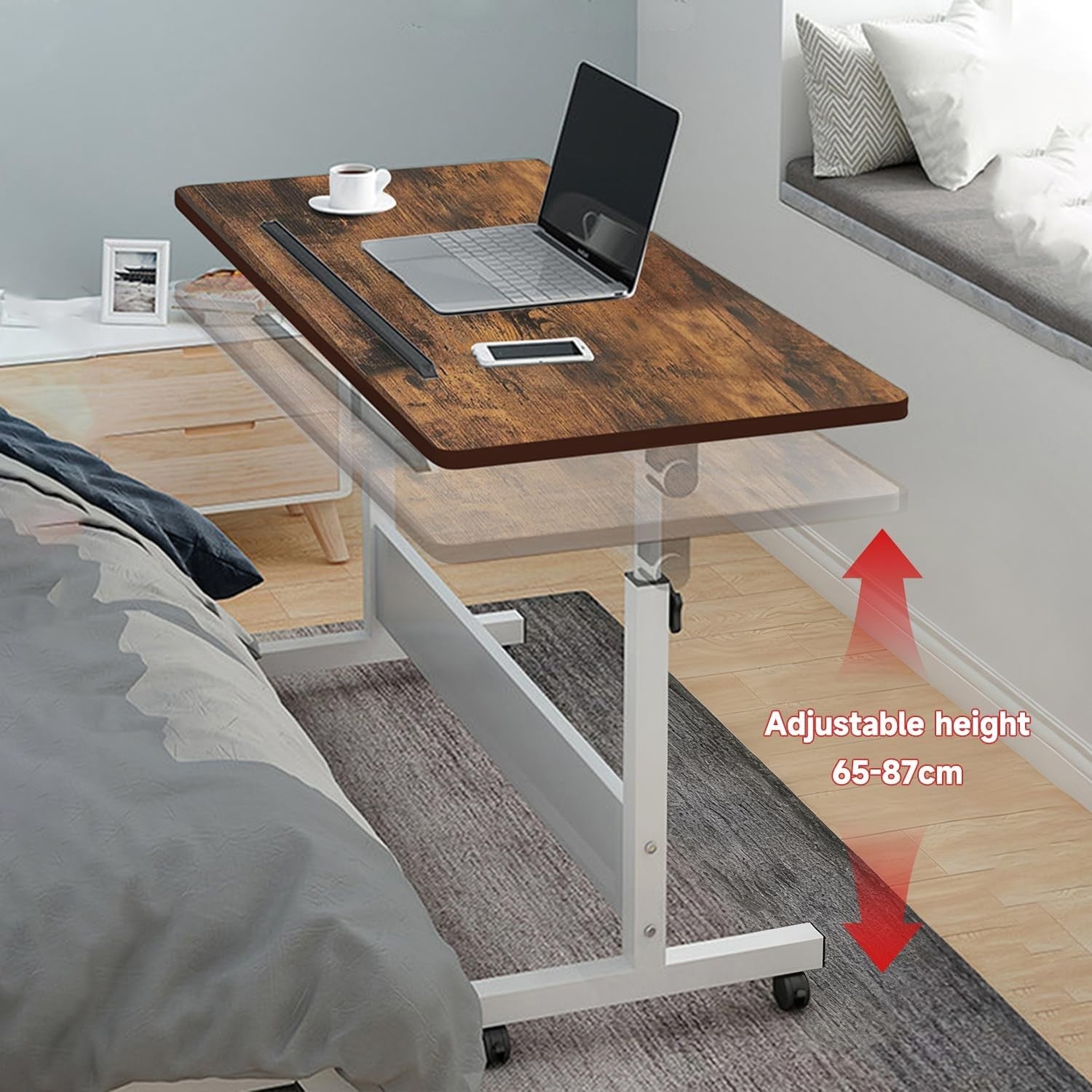 Height Adjustable Standing Desk on Wheels Laptop Table Office 80x40cm