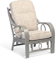 Grey Rattan Conservatory Armchair Indoor Cane Chair with Luxury Cushions