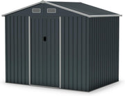 8x6FT Metal Garden Shed with Double Sliding Doors & Ramp Foundation