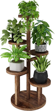5-Tier Wooden Plant Stand Indoor Corner Shelf, Multi-Layer Flower Display Rack