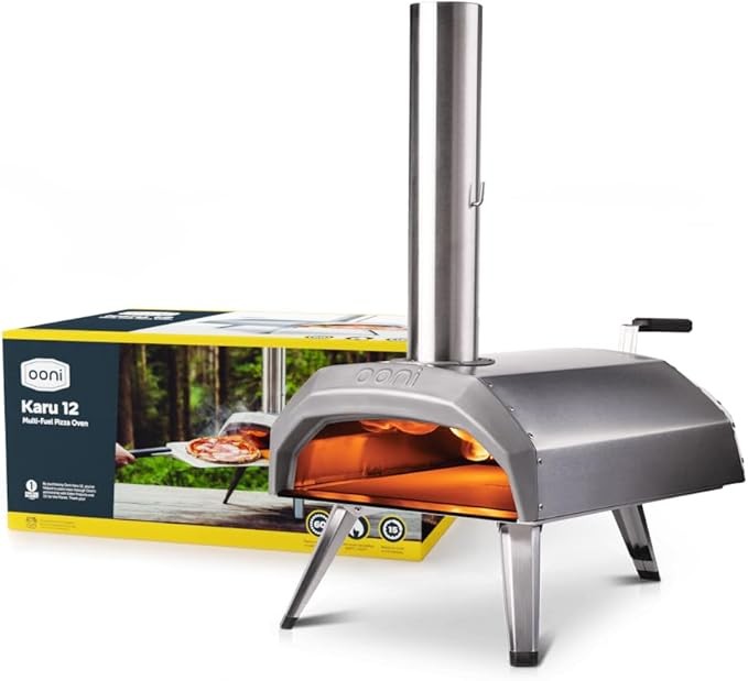 12" Dual Fuel Pizza Oven Outdoor Wood Gas Fired 500°C Stone Grill Maker