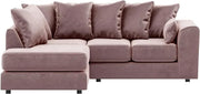 Pink Velvet L-Shaped 4-Seater Corner Sofa Full Foam Cushions LH