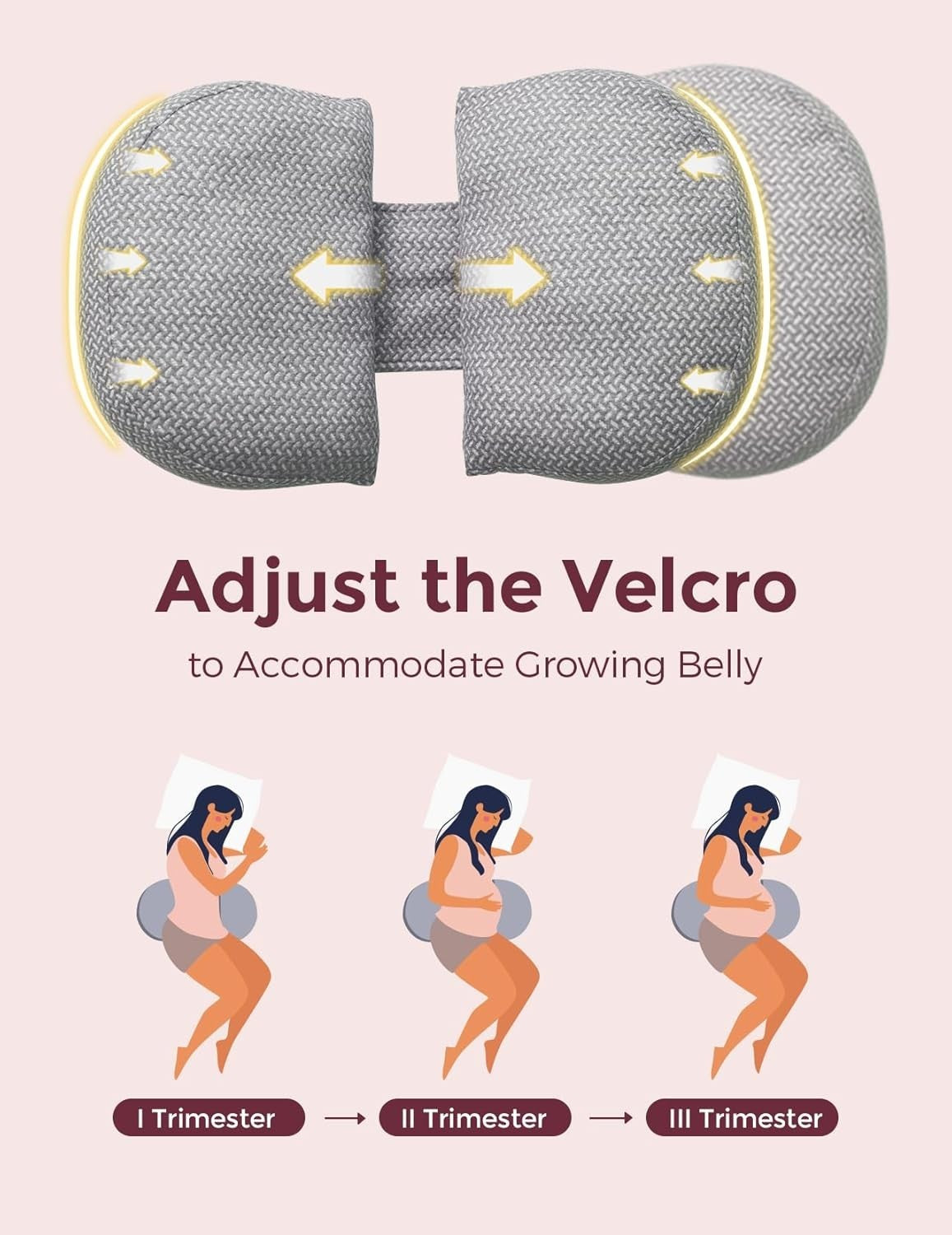W Shaped Pregnancy Pillow Adjustable Support Back Hip Belly Pain Relief