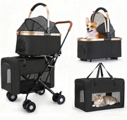 2 Tier Dog Stroller Folding Pet Pushchair 10kg Travel Pram Mesh 4 Wheels