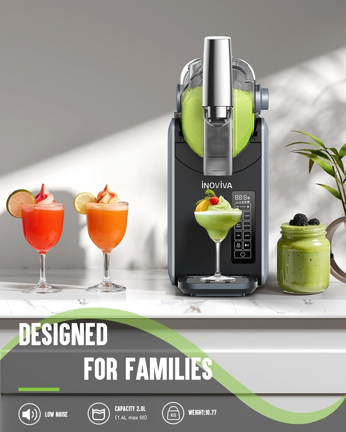 2.0L Slushie Machine Frozen Drink Maker 5 Preset Self-Cleaning White